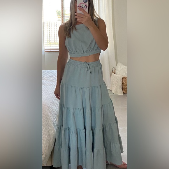 Mabel Other - Chic Light Blue Tiered Skirt Set